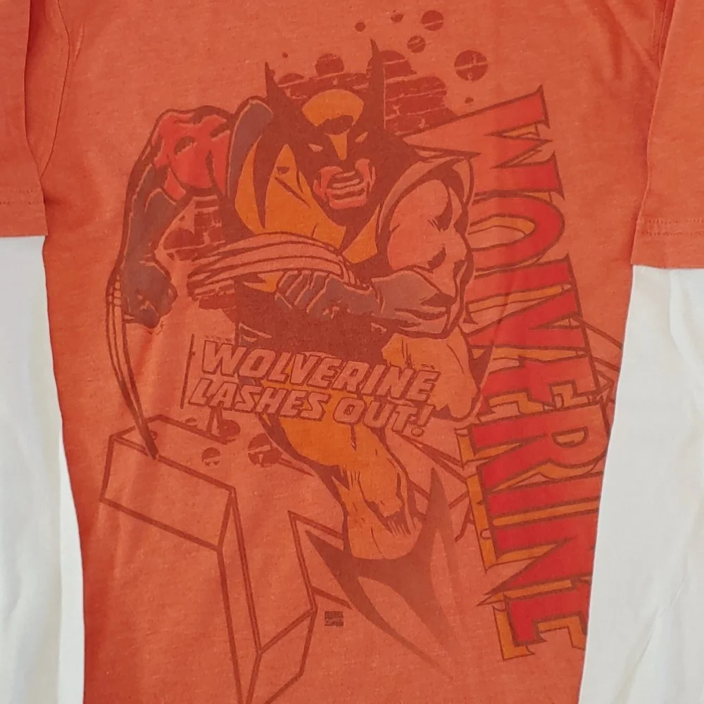 🌻 Old Navy Boys Collectabilitees Orange Wolverine Long Sleeve Tee Size Large
